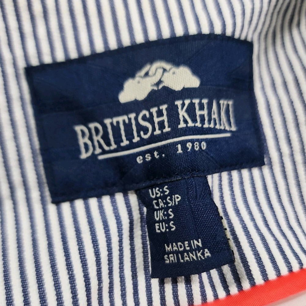 British Khaki Blazer WOMENS SZ S Jacket Seersucker Preppy Nautical Classic - Picture 6 of 10